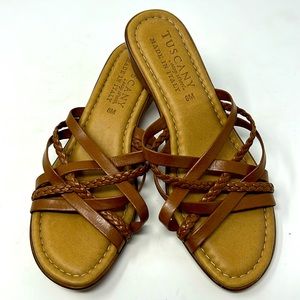 Tuscany by Easy Street Made in Italy Brown Tan Sandals Size 8